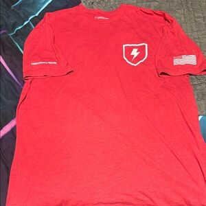 Red Graphic T-Shirt with Lightning Bolt Logo